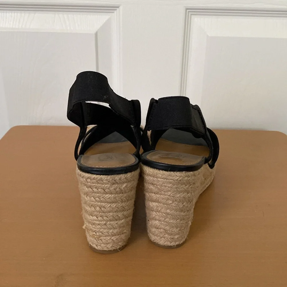 G.H. Bass Rylee Espadrille Wedge Sandals Black and Tan Women’s Size 9.5M